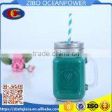 Glass Mason Jar With Handle Glass Mugs Straw Lid thumbnail-1