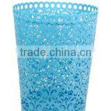 Grapevine Pattern Metal Punched Waste Bin/ Blue Round Beautiful Dustbin thumbnail-2