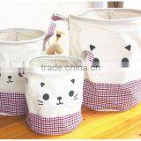 Cotton Linen Fabric Folding Laundry Hamper Collapsible Storage Basket Foldable Laundry Basket thumbnail-4