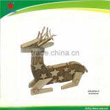 Wood Kneeling Deer for Christmas Decoration thumbnail-1