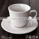 Eco White Embossed Cup&saucer Set Porcelain