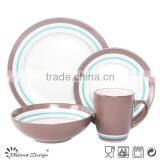 16pcs for 4person Solid Color With Circle Grace Designs Ceramic Dinnerware Set