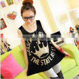 Wholesale Printing Women Plain Black Tank Tops thumbnail-1