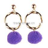 Fashion Colorful Pompon Gold Plated Hoop Earrings for Women Accessories thumbnail-2