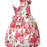 2016 Summer New Big Flower Printing Sleeveless Dress Bowknot Vest Girls Skirt thumbnail-3