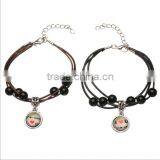 Diy Moustache Sticker Charms Bracelets Handmade Glass Sticker Charms Cord Bracelets for Couple Jewelry thumbnail-6