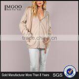 Plain Oversized Zip Up Jacket Velvet Drawstring With Hoody Women Long Sleeve Pocket Coat thumbnail-1