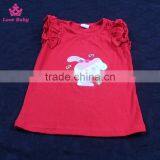 High Quality Embroidered Bunny Girls Cotton Summer Short Ruffle Outfits Kids Boutique Outfit thumbnail-4
