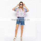 Fashional Flower Print Women's Tshirt Custom Printed Tshirts thumbnail-3
