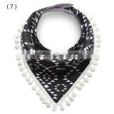 S17222A High Quality Cute Cotton Bandana Baby Bibs With Mini Pom-Pom thumbnail-5