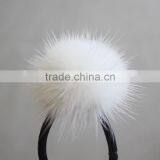 Myfur Luxury Pure White Real Mink Fur Pom Pom Hair Band Fashion Girl Fur Accessory thumbnail-2