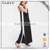 2017 Ladies Classic High Leg Slit Chiffon Wide Length Jumpsuit thumbnail-4