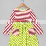 Latest Girls Kiwi Punch Pocket Dress With Ruffle And Polka Dot Pretty Girl Clothing Z-GD80804-7