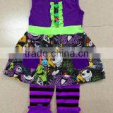 Halloween Style Boutique Baby Girl Clothing Dress no Sleeves With Ruffle Pants Designed for Pretty Girl Kids Clothing Set