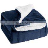 High Quality Double Layers Sherpa Backing Coral Fleece Throw Blanket for Winter thumbnail-3