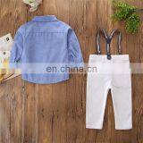 Baby Boy Gentry Outfit Kids Stripe Shirt + White Suspender Pants 2PCS Set for 2-7T thumbnail-5