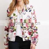 Floral Print Bomber Jacket With Flat Collar