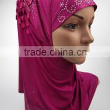 NEW 2016 spring islamic flower headscarf shawl fringe Applique HIJAB 12colors