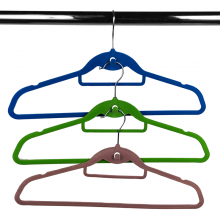 Black Color Adult Velvet Suits Hanger Shirt Plastic Hanger With Shoulder Notches thumbnail-4