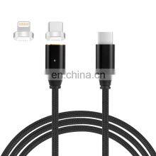 Custom Multi 3 In 1 Nylon Braided Cable Mobile Phone Fast Charger Type C To Type C Magnetic Data Cable thumbnail-1