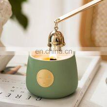 Unique Design Pottery Clay Ceramic Jar Stamping Gold Logo Yoga Premium Soy Beeswax Cherry Blossom Jasmine Terrazzo Candle thumbnail-2