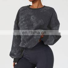 Tie Dye Women Pullover Cotton Sweatshirt Factory Sales Fall Oversized Long Sleeve Hoodies thumbnail-3