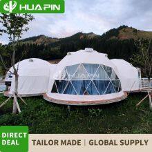 Scenic Area Homestay Hotel Tent 6m+6m+3m Starry Sky Room Camping Dome Starry Sky Tent Bubble House Spherical Tent Leather Lining With Bathroom thumbnail-1
