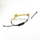 Fashion Bracelet Wax Rope Adjustable Gold Bead Bracelet With Heart Pendant thumbnail-4