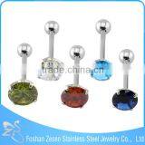 Medical Steel Synthetic Opal Piercings Body Jewelry Round Shaped Tongue Ring thumbnail-3