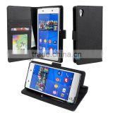For Sony Xperia Z4 Leather Case ,Wallet Leather Flip Cover Case For Sony Xperia Z4 Cover Black