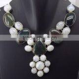 Rainbow Moonstone, Blood Stone Necklace Plated 925 Sterling Silver 105 Gms 18-20 Inches thumbnail-1