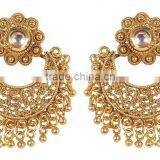 Indian Exclusive Beautiful Charming Kundan Stone Partywear Polki Earrings For Women & Girls thumbnail-2