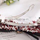 Newest Elagant Metal Hair Duck Clip Design Hair Bow Lace Magnetic Crystal Hair Clip thumbnail-2