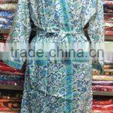 Designer Block Printed Floral Kimono Long Sexy Bathrobe manufacturer