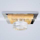 Small LED Dimmable Ceiling Lamp With Wooden Base and Crystal Diffuser