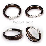 Dongguan Jewelry Factory Lobster Clasp Stainless Steel Bulk Leather Bracelet thumbnail-5