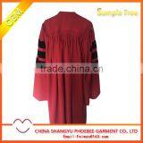 Hot Sell Red Graduation Gown With Black Velvet thumbnail-2
