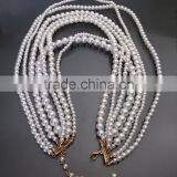 European And American Big Exaggerated Retro Multilayer Pearl Clavice Chain Bends Long Necklace thumbnail-1