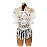 Bohemian Crochet Stitching Bikini Outside Smock Cover Up Hollow Beach Blouse thumbnail-2