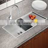 cUPC Hot sale Handmade Stainless Steel Single Bowl With Drain Board Kitchen Sink For Commercial Used L8245
