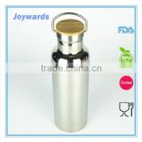 natural bamboo lid Single Wall Stainless Steel Water Bottle