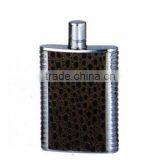 High Quality 5oz S/s 18/8 Duplex Series Hip Flask With Leather Covered thumbnail-5