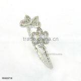 Simple Fashion Double Leaf Shape Diamond Copper Adjustable Ring For Women thumbnail-5