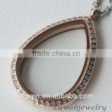 AAA Czech crystal rose gold plated stainless steel designer locket