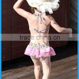 Domi Wholesale 2 Piece Kid's Leopard Swimwear Hot Selling Kids String Bikini With Cute Skirt and Cap thumbnail-4