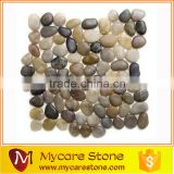 Polished mixed color pebble meshed tile
