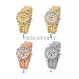 Geneva Rhinestone Diamond Metal Women Gold Wrist Watch thumbnail-6
