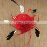 2016 New Fashion Red Party Girl Hair Decor Feather Mini Top Hat With Clips thumbnail-2