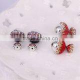 Charm Resin Druzy Stud Earrings, Crystal Rhinestone Paved Ball Shape Gem Earrings thumbnail-3