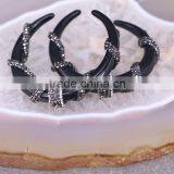 White / Black Resin Gem Pendant, Pave Crystal Twine Around Resin Horn Druzy Pendant thumbnail-2